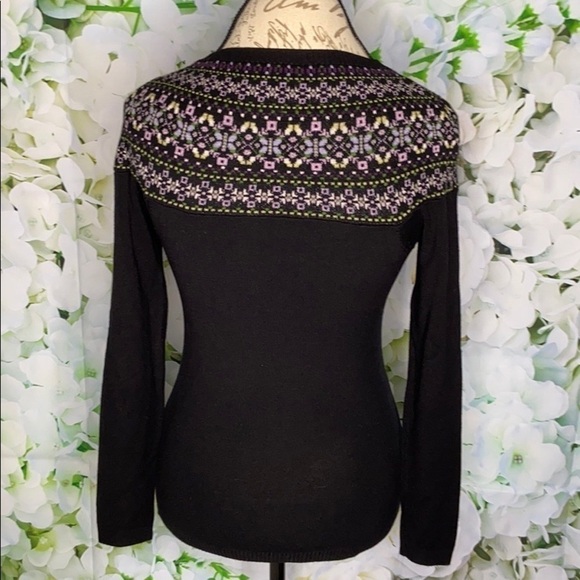 INC INTERNATIONAL CONCEPTS INC Black Sweater with Needlepoint Design on Top - Picture 6 of 6